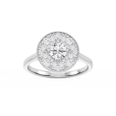 Annika 1 ctw Round and Marquise Lab Grown Diamond Multi Shape Halo Vintage Promise Ring