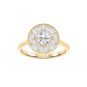 Annika 1 ctw Round and Marquise Lab Grown Diamond Multi Shape Halo Vintage Promise Ring