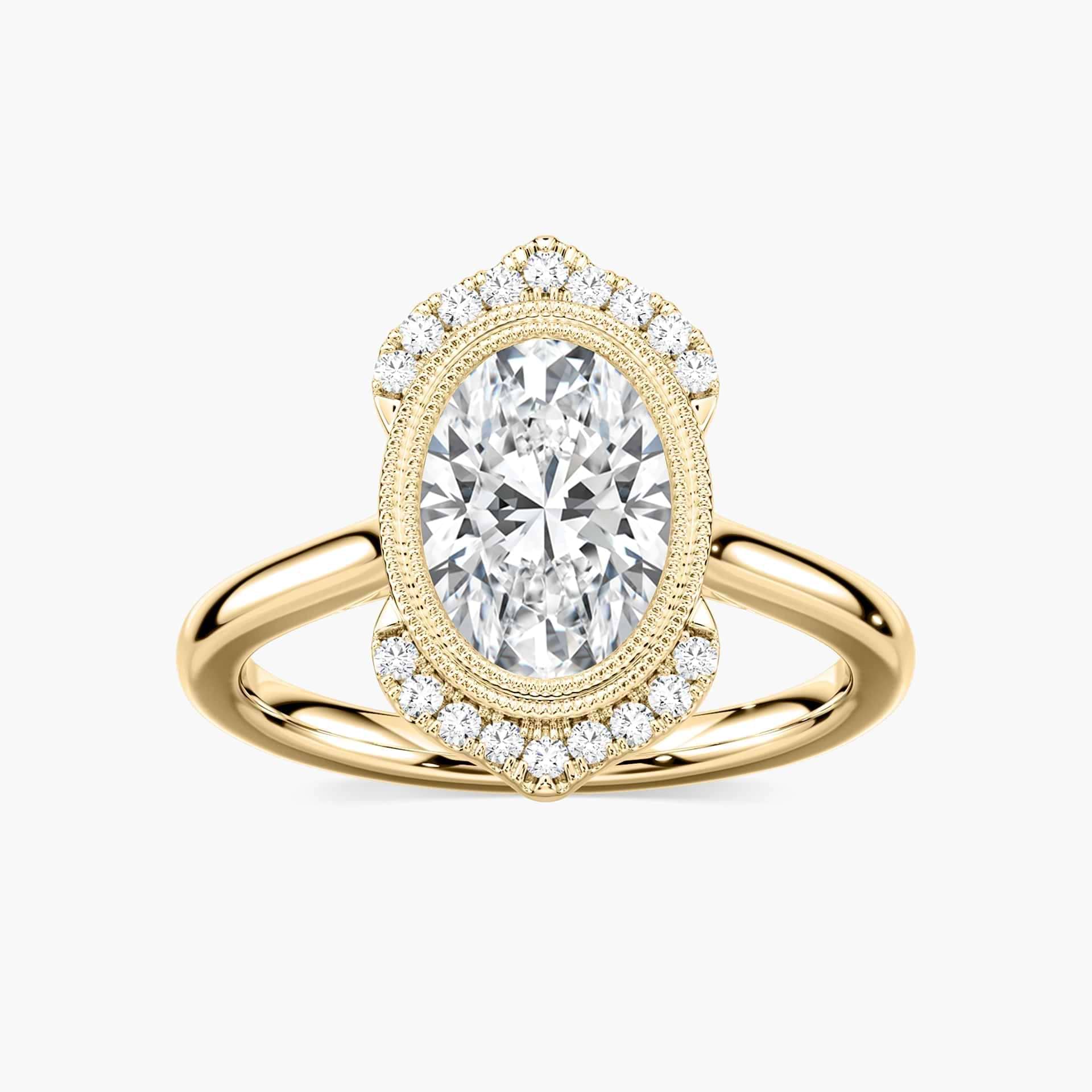 Arya Oval Lab Grown Diamond Milgrain Vintage Antique Halo Engagement Ring