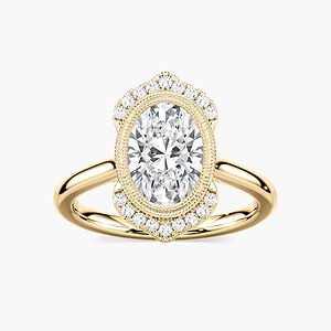 Arya Oval Lab Grown Diamond Milgrain Vintage Antique Halo Engagement Ring