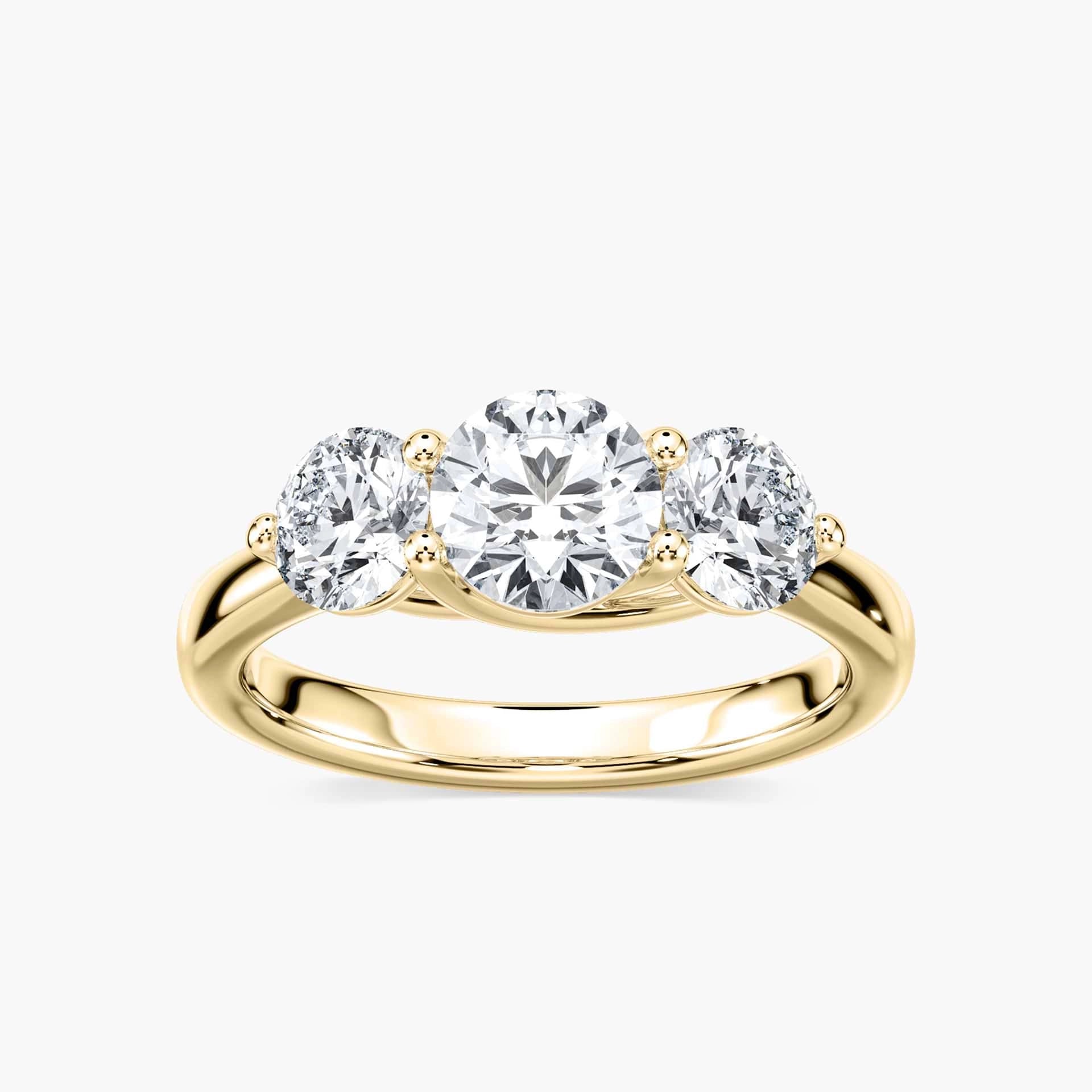 Alexis Round Lab Grown Diamond Trellis Three Stone Engagement Ring