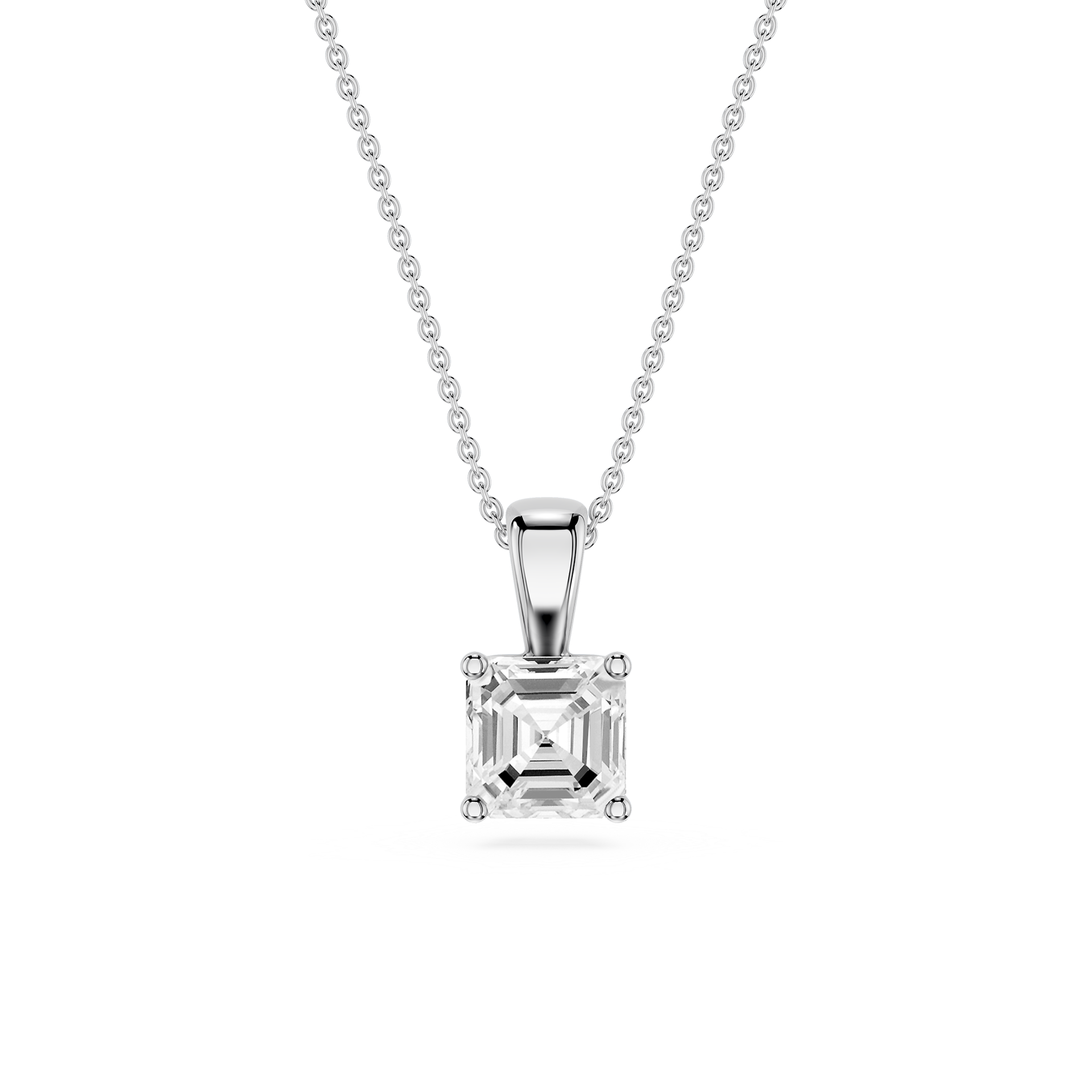 Asscher Lab Grown Diamond 4-Prong Single Bail Pendant - 16 to 18 Inches