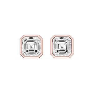 Asscher Lab Grown Diamond Bezel Set Certified Stud Earrings