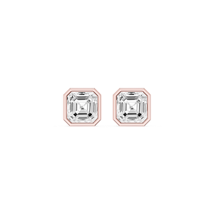 Asscher Lab Grown Diamond Bezel Set Certified Stud Earrings