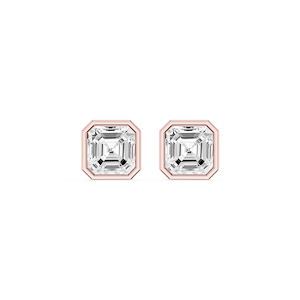 Asscher Lab Grown Diamond Bezel Set Certified Stud Earrings