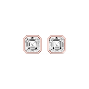 Asscher Lab Grown Diamond Bezel Set Certified Stud Earrings