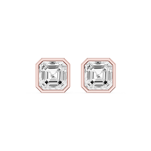 Asscher Lab Grown Diamond Bezel Set Certified Stud Earrings