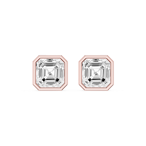 Asscher Lab Grown Diamond Bezel Set Certified Stud Earrings
