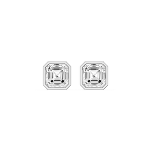 Asscher Lab Grown Diamond Bezel Set Certified Stud Earrings