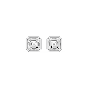 Asscher Lab Grown Diamond Bezel Set Certified Stud Earrings