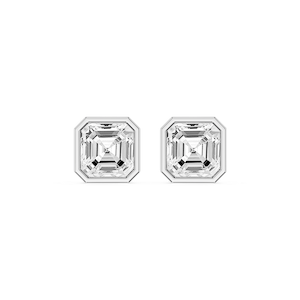 Asscher Lab Grown Diamond Bezel Set Certified Stud Earrings
