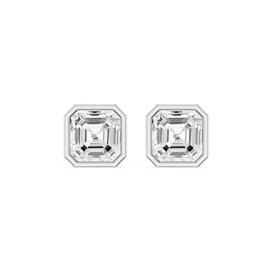 Asscher Lab Grown Diamond Bezel Set Certified Stud Earrings