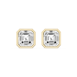 Asscher Lab Grown Diamond Bezel Set Certified Stud Earrings