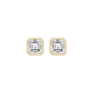 Asscher Lab Grown Diamond Bezel Set Certified Stud Earrings