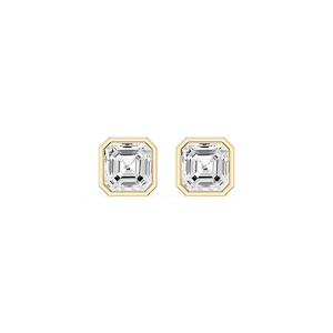 Asscher Lab Grown Diamond Bezel Set Certified Stud Earrings