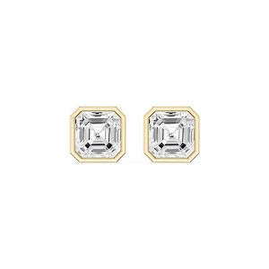 Asscher Lab Grown Diamond Bezel Set Certified Stud Earrings