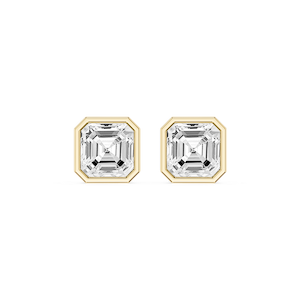 Asscher Lab Grown Diamond Bezel Set Certified Stud Earrings