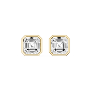 Asscher Lab Grown Diamond Bezel Set Certified Stud Earrings