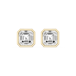 Asscher Lab Grown Diamond Bezel Set Certified Stud Earrings