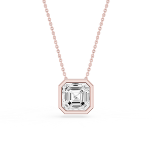 Asscher Lab Grown Diamond Bezel Solitaire Slide Pendant - 16 to 18 Inches