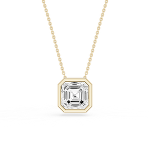 Asscher Lab Grown Diamond Bezel Solitaire Slide Pendant - 16 to 18 Inches