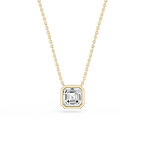 Asscher Lab Grown Diamond Bezel Solitaire Slide Pendant - 16 to 18 Inches