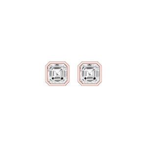 Asscher Lab Grown Diamond Bezel Set Stud Earrings