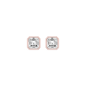Asscher Lab Grown Diamond Bezel Set Stud Earrings