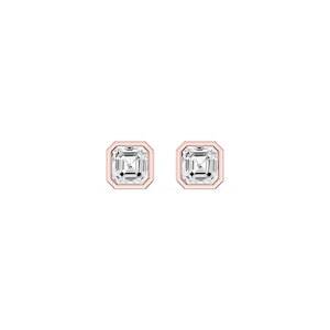 Asscher Lab Grown Diamond Bezel Set Stud Earrings