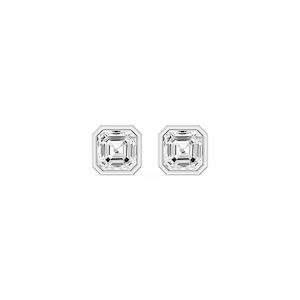 Asscher Lab Grown Diamond Bezel Set Stud Earrings