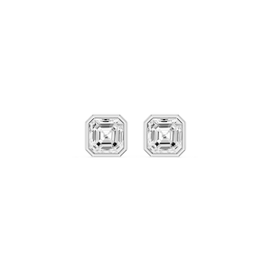 Asscher Lab Grown Diamond Bezel Set Stud Earrings