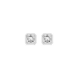 Asscher Lab Grown Diamond Bezel Set Stud Earrings