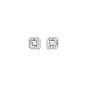 Asscher Lab Grown Diamond Bezel Set Stud Earrings