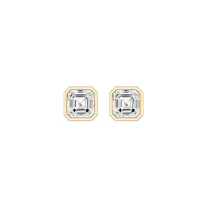 Asscher Lab Grown Diamond Bezel Set Stud Earrings