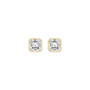 Asscher Lab Grown Diamond Bezel Set Stud Earrings