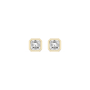 Asscher Lab Grown Diamond Bezel Set Stud Earrings