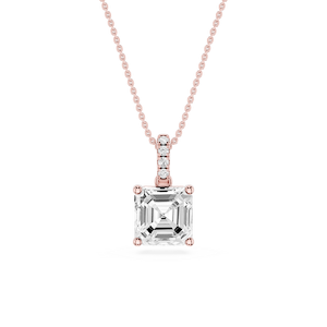 Asscher Lab Grown Diamond Hidden Halo Pendant - 16 to 18 Inches