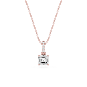 Asscher Lab Grown Diamond Hidden Halo Pendant - 16 to 18 Inches