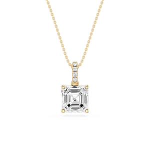 Asscher Lab Grown Diamond Hidden Halo Pendant - 16 to 18 Inches
