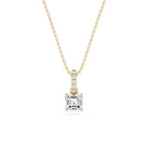 Asscher Lab Grown Diamond Hidden Halo Pendant - 16 to 18 Inches