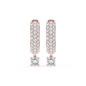 Asscher Lab Grown Diamond Pave Hoop Drop Earrings