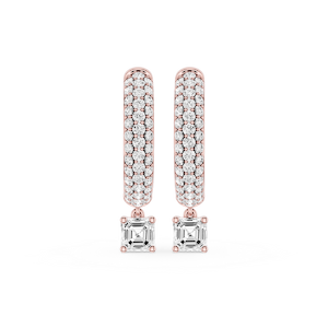 Asscher Lab Grown Diamond Pave Hoop Drop Earrings