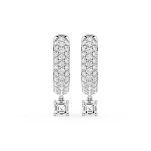 Asscher Lab Grown Diamond Pave Hoop Drop Earrings