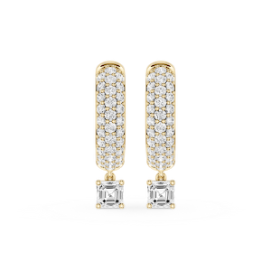 Asscher Lab Grown Diamond Pave Hoop Drop Earrings