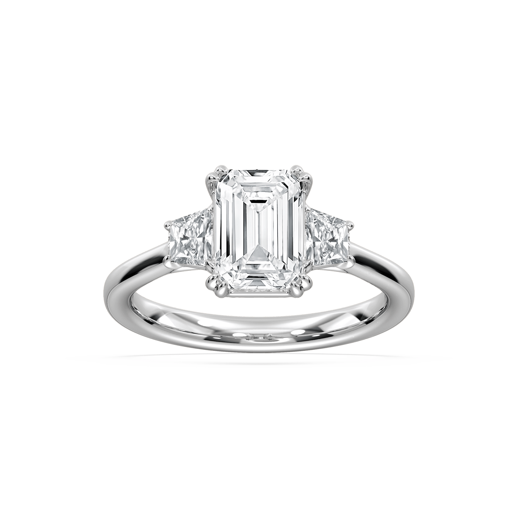 Astra Emerald Three Stone Ring in Rose Gold
