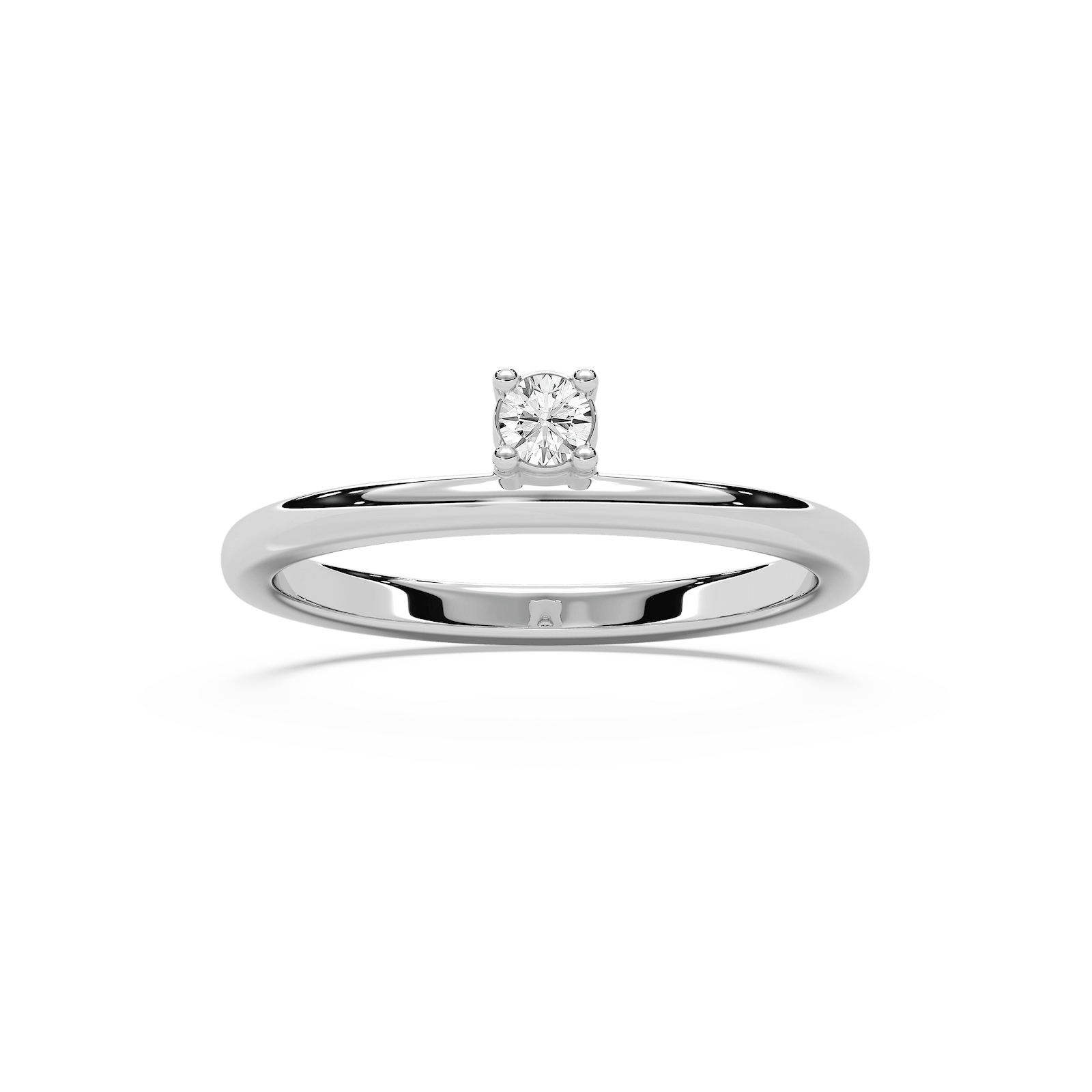 Shown with 0.10ct Lab Grown Diamond in 14k White Gold|Unique asymmetrical stackable ring with 0.10ct round cut lab grown diamond in 14k white gold