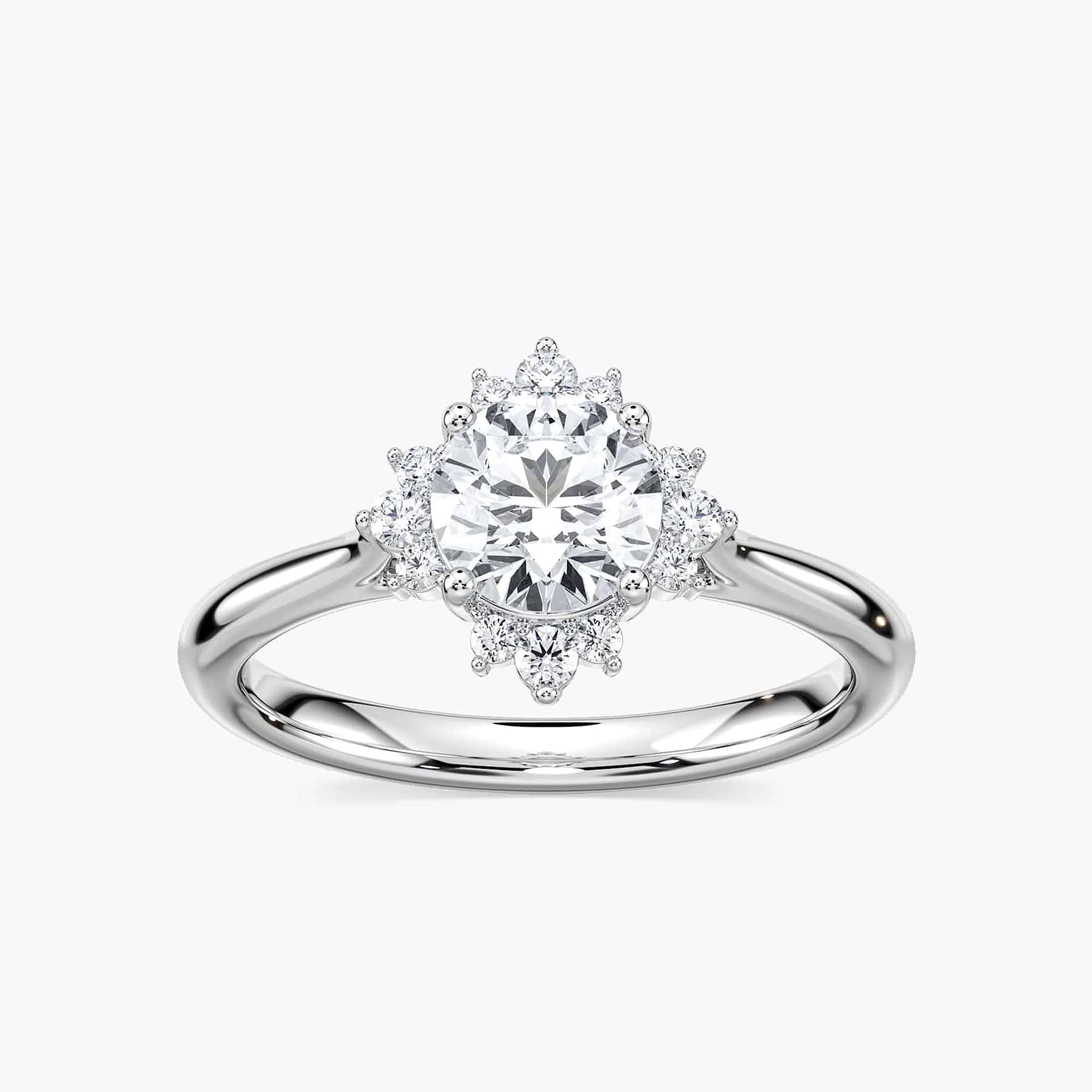 Aura Round Lab Grown Diamond Snowflake Halo Engagement Ring