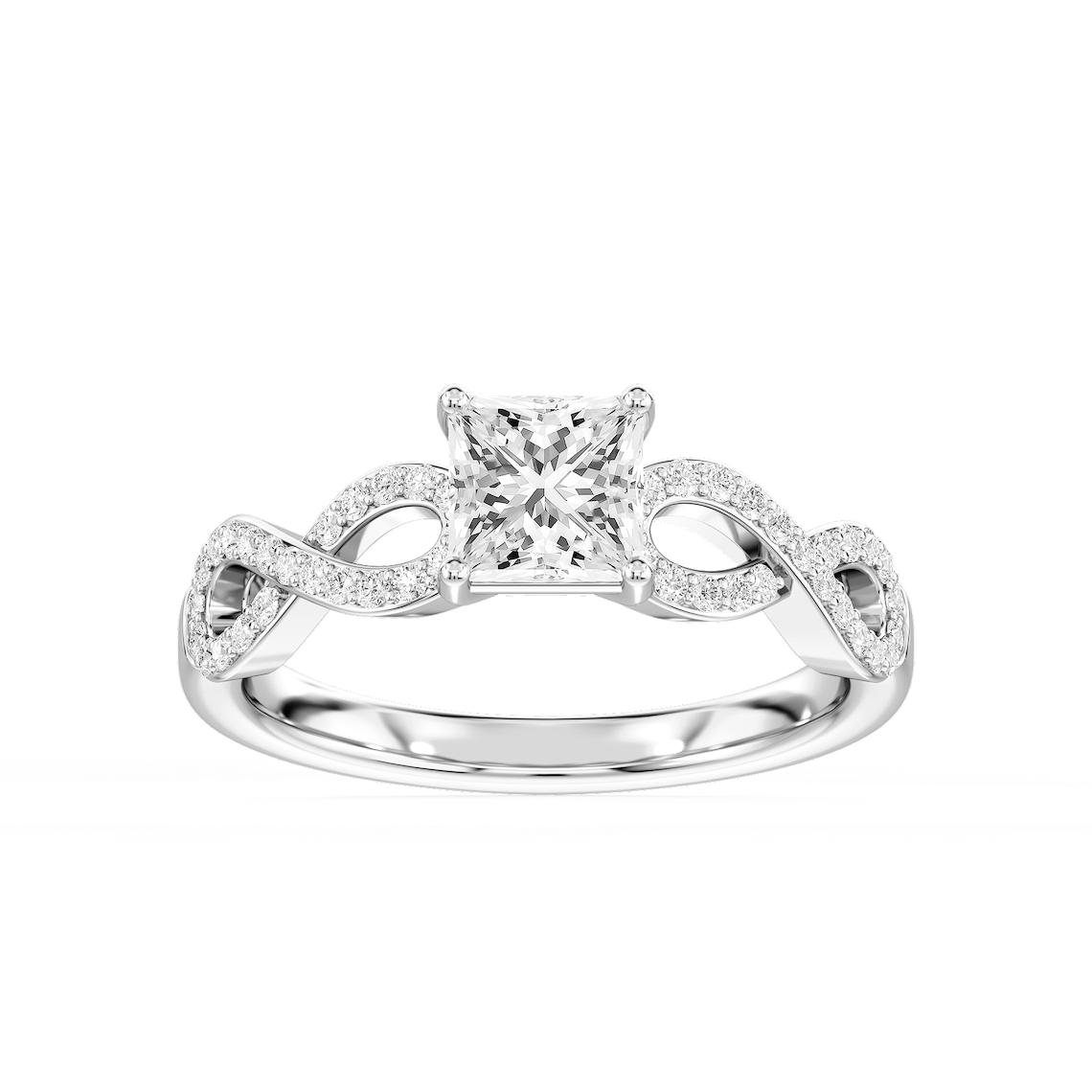 Ayla 1 ⅕ ctw Princess Lab Grown Diamond Infinity Side Stone Engagement Ring