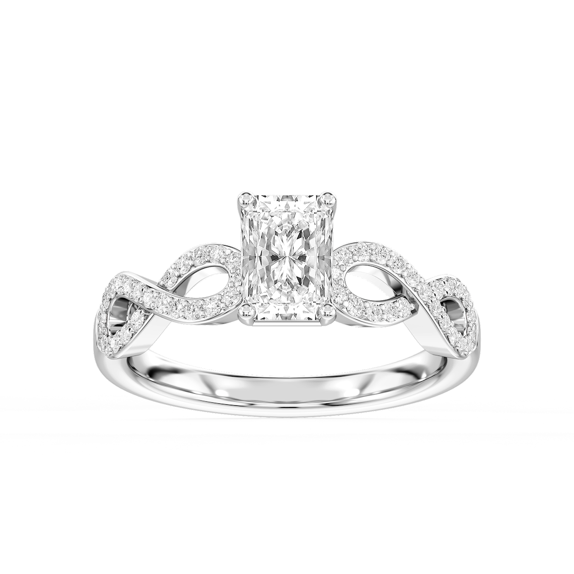 Ayla 1 ⅕ ctw Radiant Lab Grown Diamond Infinity Side Stone Engagement Ring