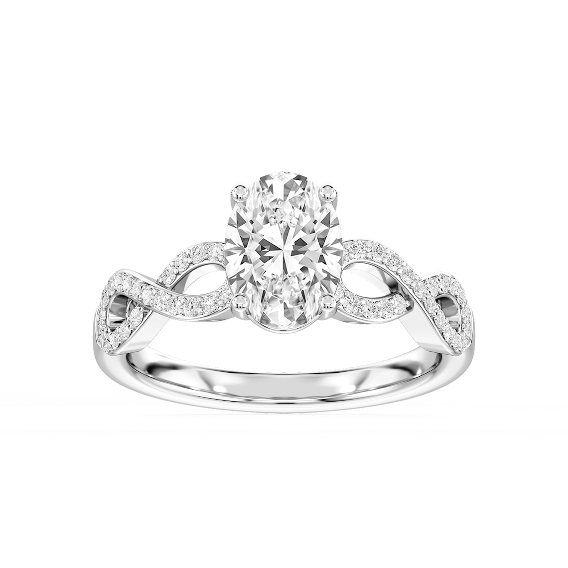Ayla 1 ¾ ctw Oval Lab Grown Diamond Infinity Side Stone Engagement Ring